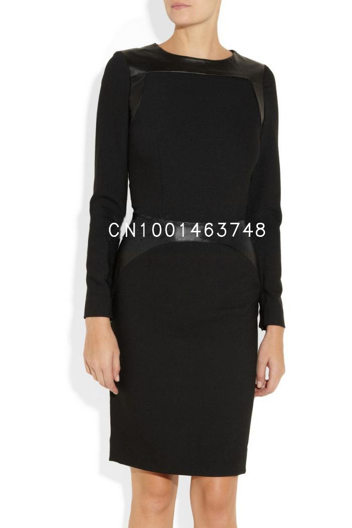 Black dresses for women,FREE SHIPPING Autumn and winter OL leather  slim sexy dresses 2012