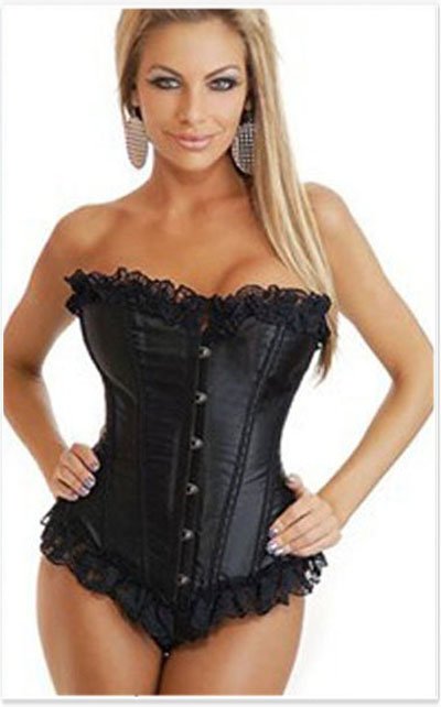 Black fashion overbust corset Free shipping - qm036black