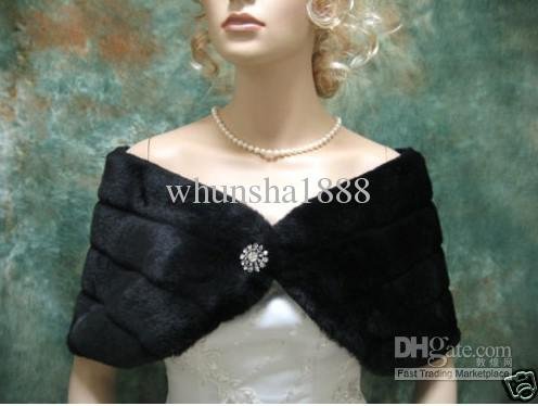 Black faux fur bridal wrap stole Size S, M, L,X-Large