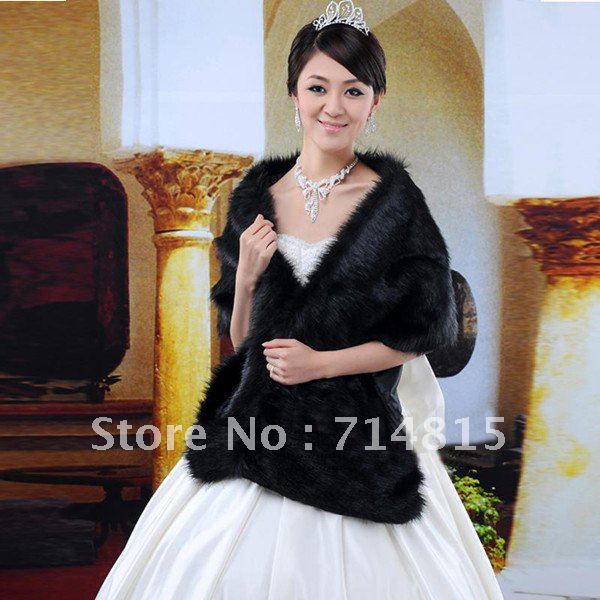 Black Faux Fur Wedding Bridal Wrap/Jacket/Shawl Wedding Accessories