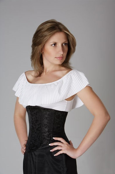 Black floral brocade under bust corset casual corset body shaping cummerbund belt clip