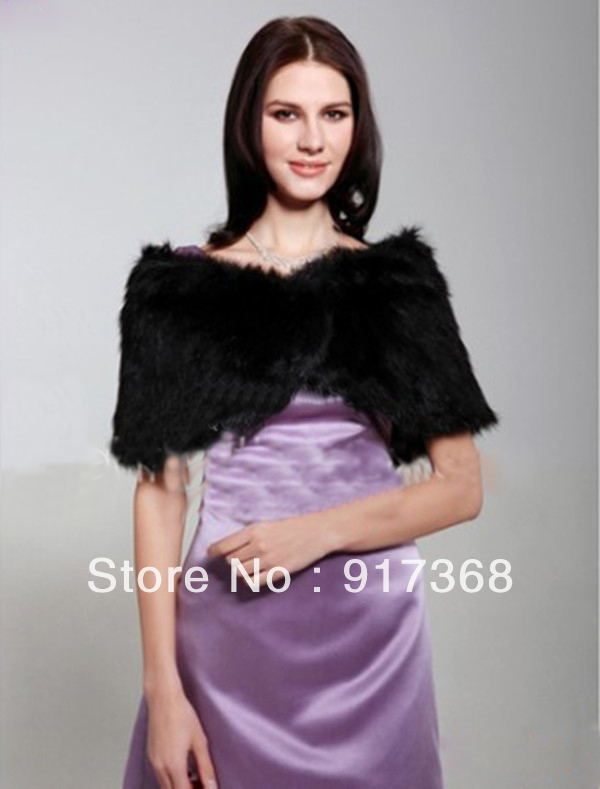 Black/ivory Bride shawl Faux Fur Wrap Shrug Bolero Coat Jacket wedding dress