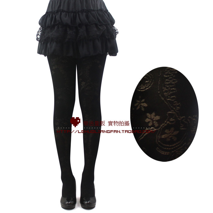 Black jacquard velvet pantyhose vine 300d women favorite tights stocking fashionable