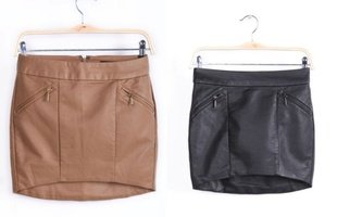 Black khaki washed leather skirt high simulation PU leather, leather step skirt package hip the skirt M/L/XL/XXL Free Shipping