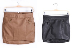 Black khaki washed leather skirt high simulation PU leather, leather step skirt package hip the skirt M/L/XL/XXL Free Shipping