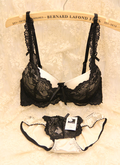 Black lace glossy bra women's single-bra underwear set 9769 white