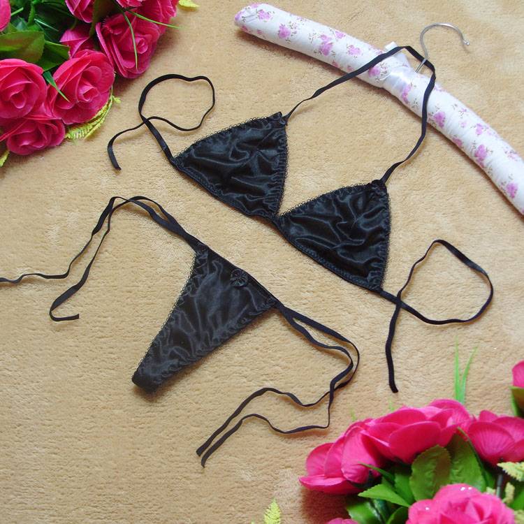 Black lacing sexy bra bikini t g-3101 women's black underwear