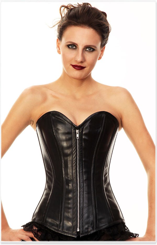 Black leather Sexy overbust corset Freeshipping - 2803