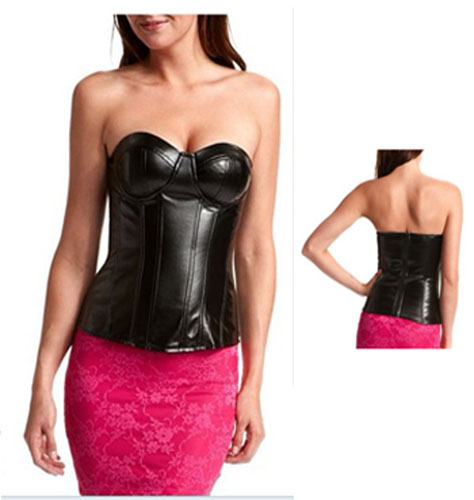 Black leather shaper vest slim waist slimming basic underwear ds performance clothing photography wear