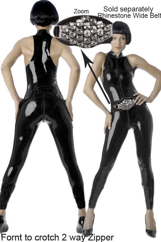 Black leather zipper leotard costumes 9135