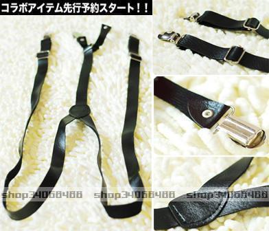 Black male women's general all-match british style vintage black leather suspenders