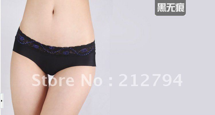 Black non-trace lace lady briefs free shipping women's underwear sexy underpants
