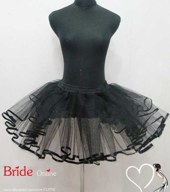 Black Nylon A-Line Half 2 Tier Short-Length Slip Style/ Wedding Petticoat Wedding Accessories