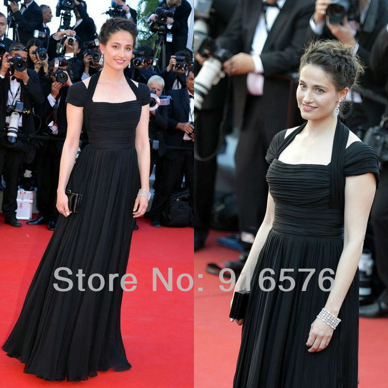black or red halter pleat new arrival celebrity  dress 2013 evening gowns royal dresses long floor length red carpet gown