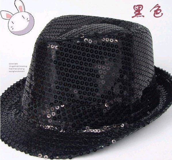 black paillette fedoras adult  jazz hat for man