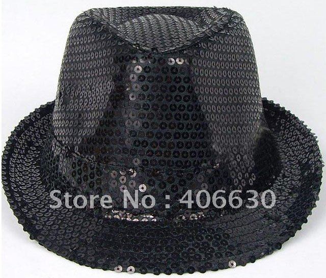 black sequined fedora hat & cap, party & stage performing use, 21pcs/lot, free Shipping via EMS