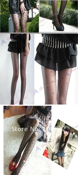 Black Sexy Skincolor Pantyhose Socks Silk Stockings Legging Heart