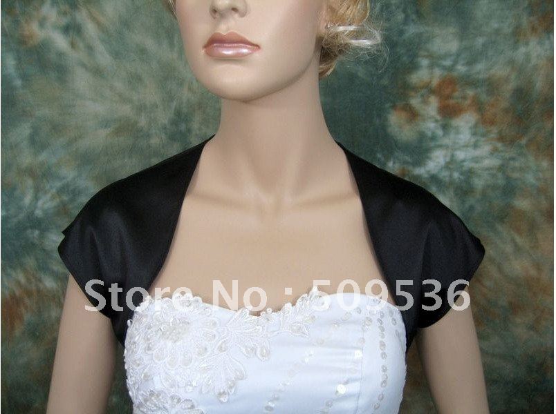 Black sleeveless wedding satin bolero jacket Satin007 Main Color:  Black