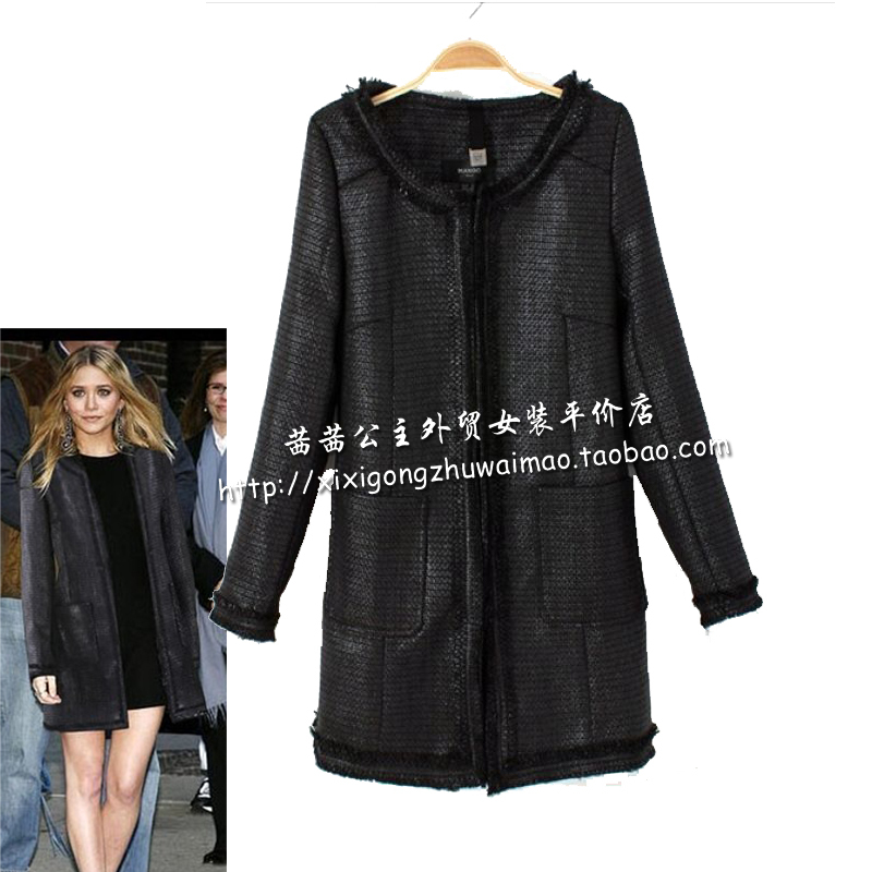 Black small medium-long women's bronzier outerwear fashion ol outerwear