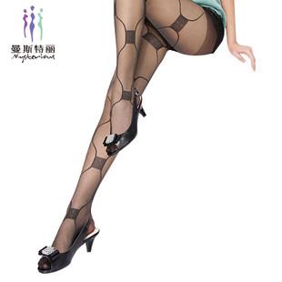 Black wire socks 12d big reticular box jacquard pantyhose female fashion ultra-thin sexy