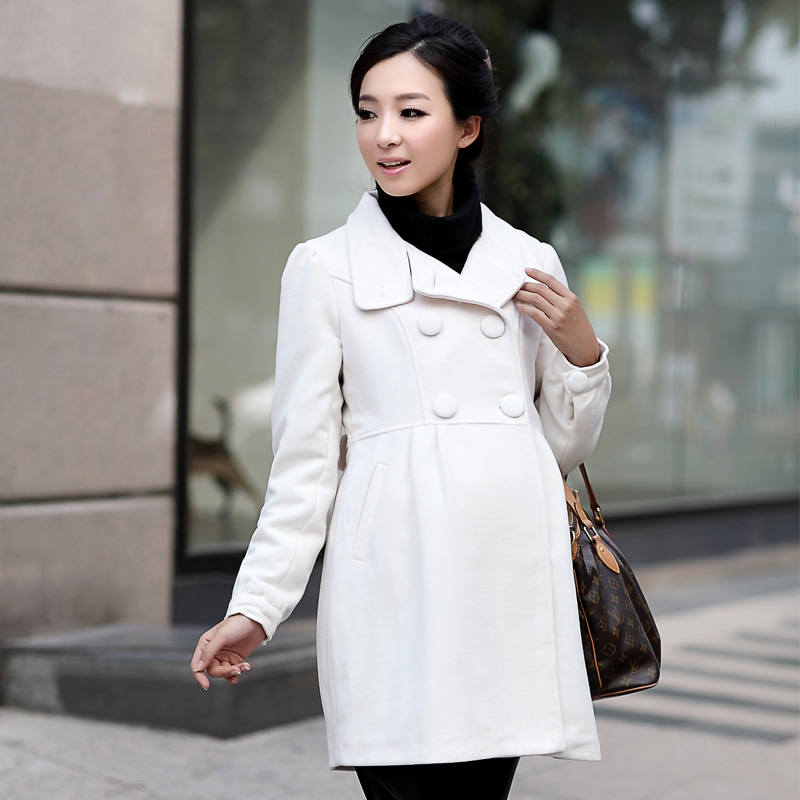 Blmm fashion autumn and winter maternity overcoat long design wool coat maternity outerwear