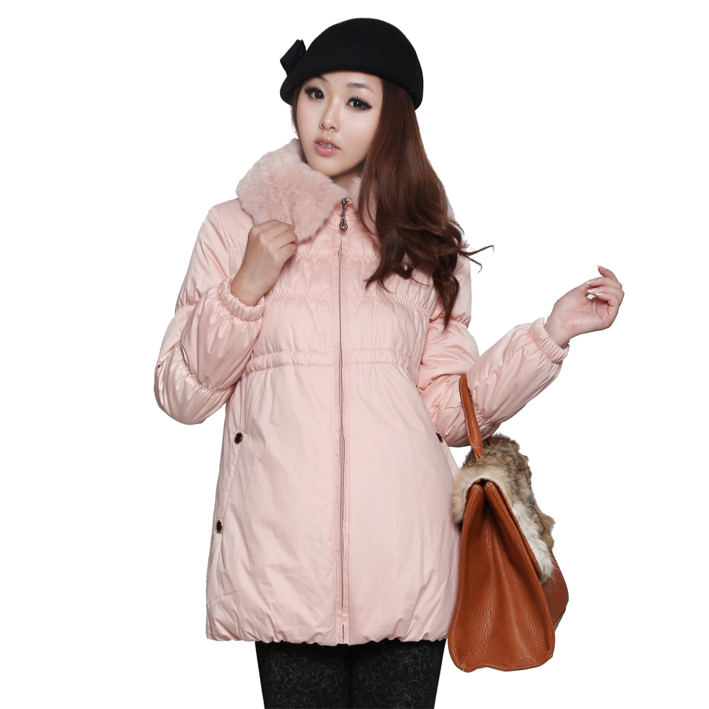 Blmm maternity clothing 2012 winter 100% cotton fur collar maternity wadded jacket maternity cotton-padded jacket