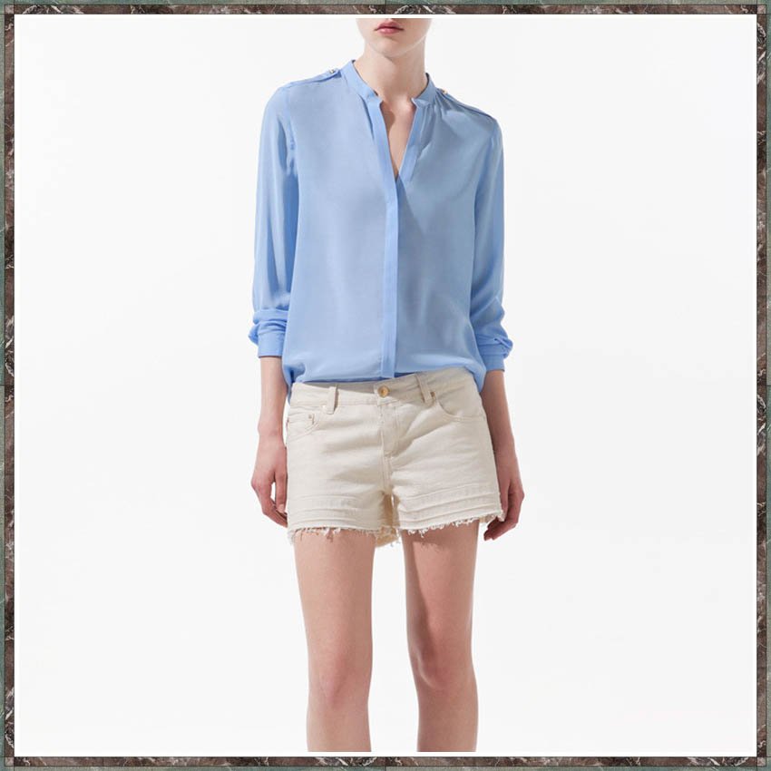 Blouse Epaulet Shirts Women 8547