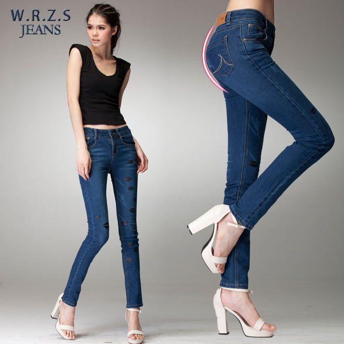 Blue 2012 autumn sexy jeans female butt-lifting low-waist straight tight trousers