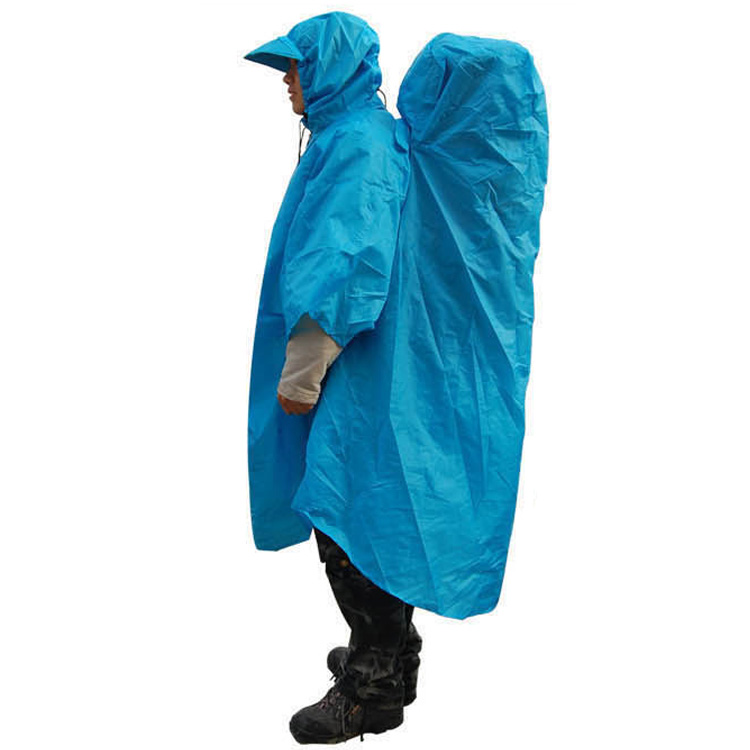 Blue 210t outdoor multifunctional waterproof rainproof wear-resistant backpack rain cover one piece raincoat
