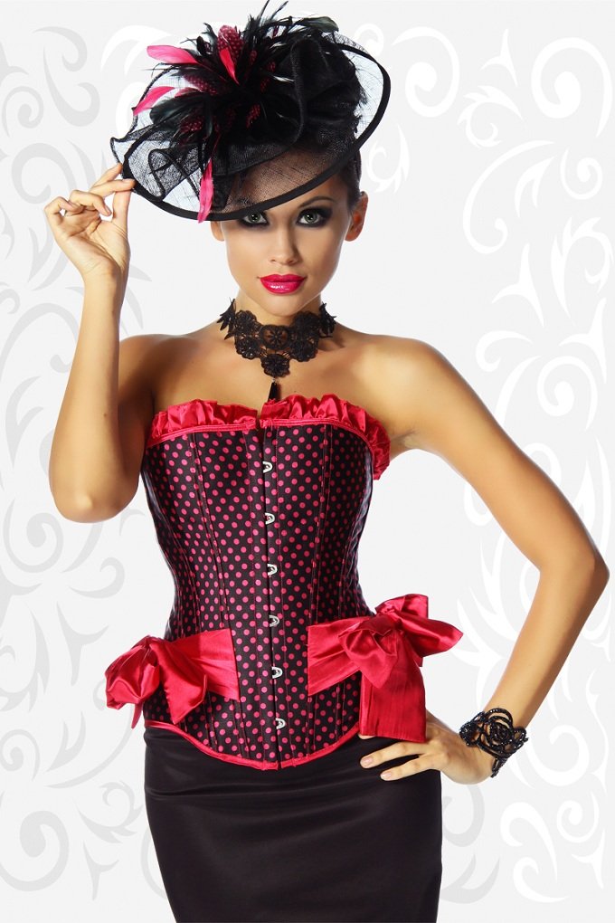Blue and Red point fashion corset with red flowers Free shipping - AB971