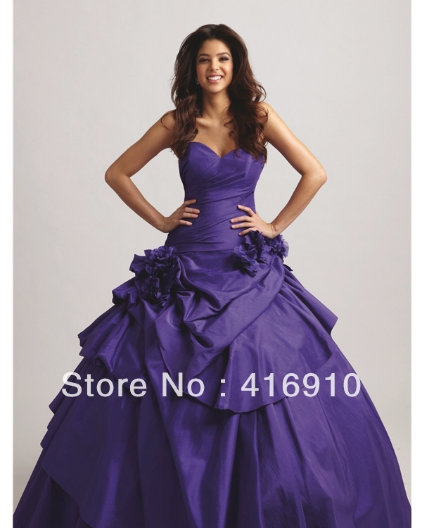 Blue Ball Gown Sweetheart and Strapless Bandage Floor Length Quinceanera Dresses With Flowers and Draped