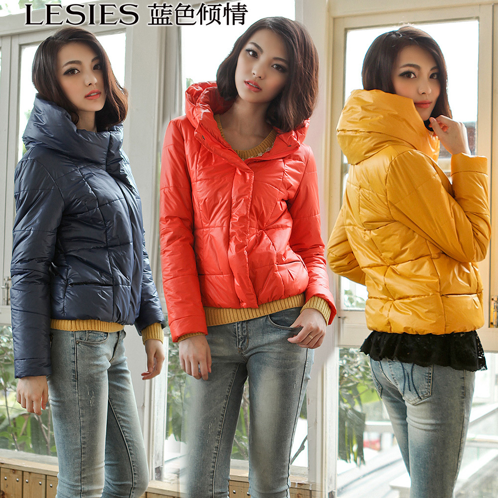 Blue gorgeous 2012 winter new arrival formal gentlewomen slim fashion ol hooded wadded jacket cotton-padded jacket three-color