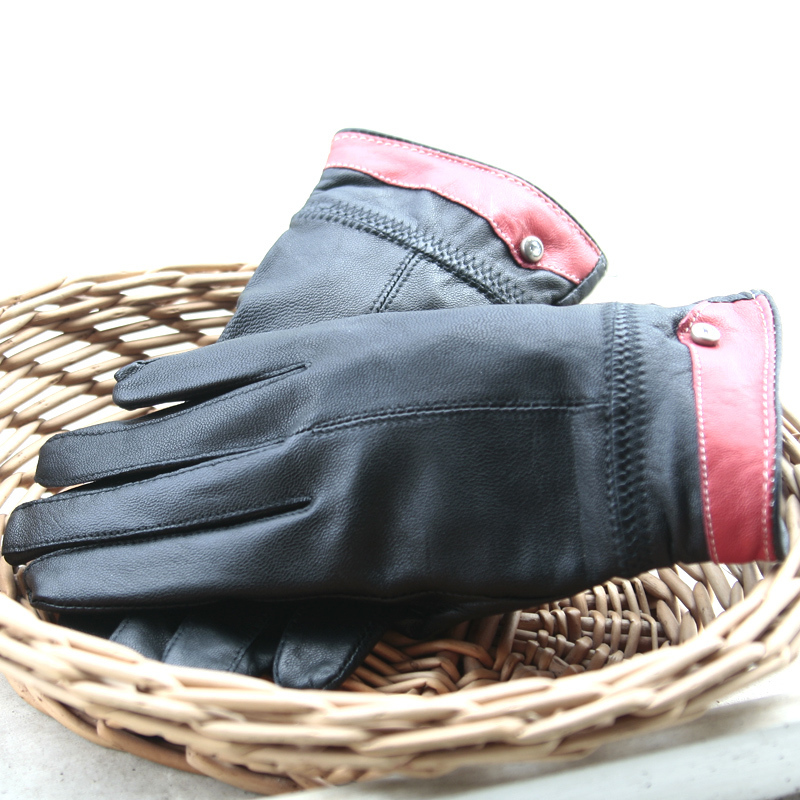 Blue house genuine leather sheepskin gloves women's finger gloves , repair strap thick quality fashion