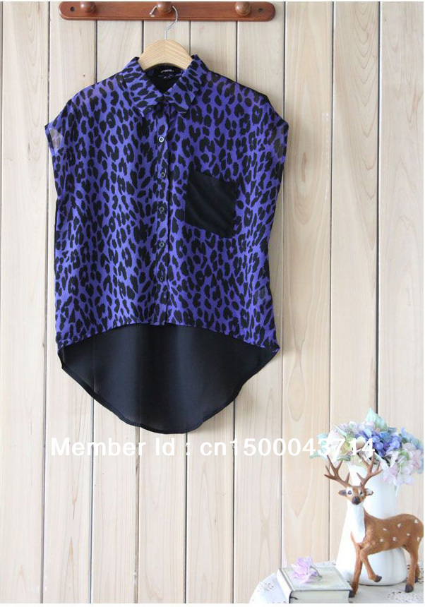 Blue Leopard Blouses