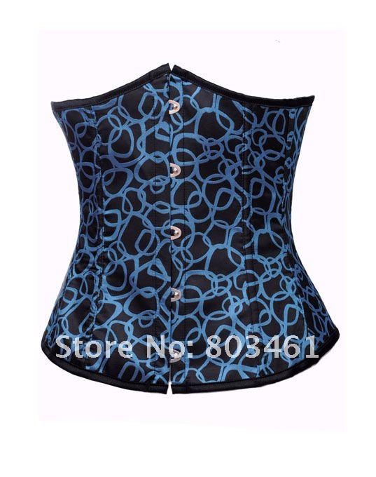 Blue Links Printed Under Bust Corset