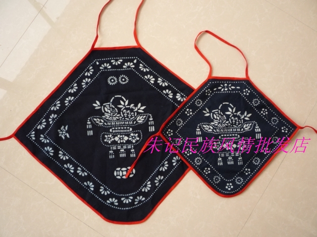 Blue printed cloth apron parent-child bellyached 100% picture cotton apron
