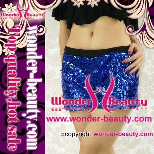 Blue sequin sexy short pants for lady