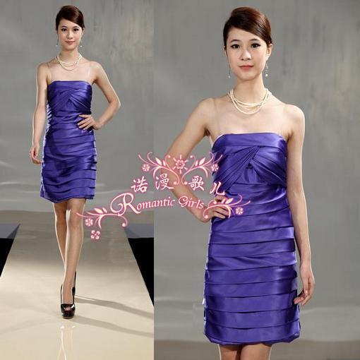 Blue short design bridesmaid dress party dress skirt l022