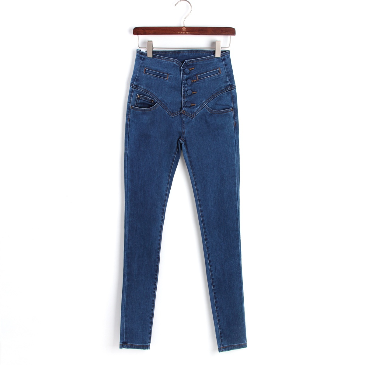Blue small high waist skinny jeans pants long trousers 2013 spring women's pants