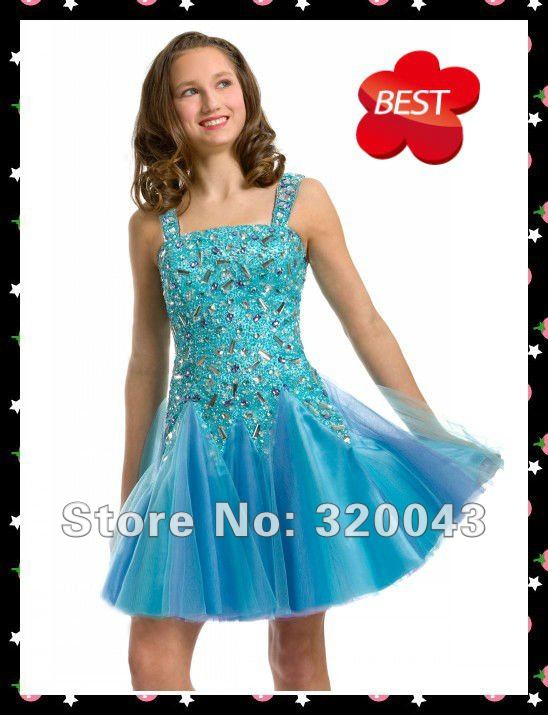 Blue Top Quality Beaded Bodice mi053 girl frock dress