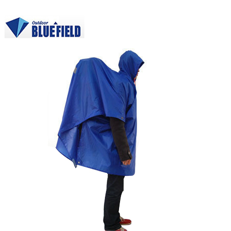 Blue ultra-thin ultra-light multifunctional raincoat poncho 5 belt luminous strip