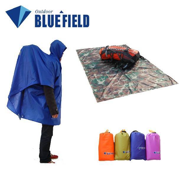 Blue ultra-thin ultra-light multifunctional raincoat poncho backpack raincoat