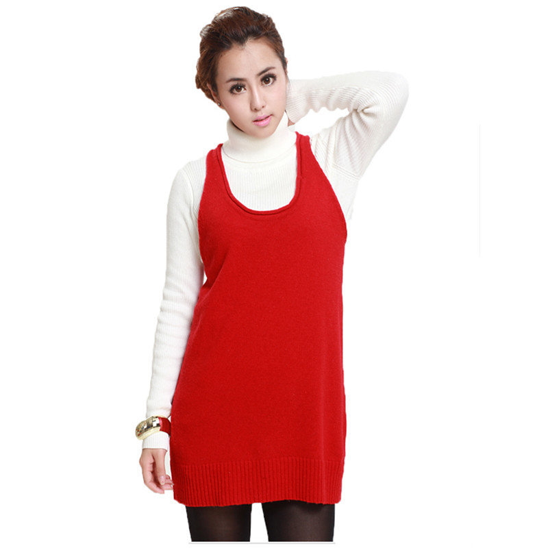 Blue women's 2012 autumn and winter medium-long straight sleeveless spaghetti strap sweater vest