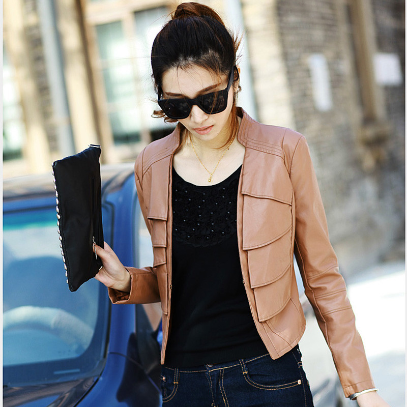 Blvz2012 autumn women outerwear motorcycle short design slim PU small leather clothing jacket 1199