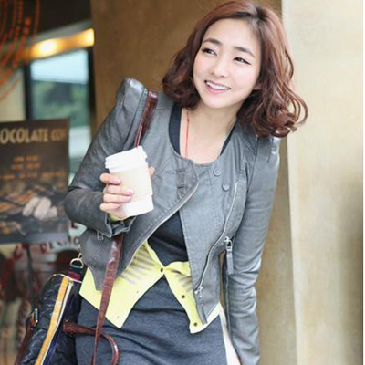 Blvz2012 short design slim women's pads motorcycle leather clothing outerwear leather jacket