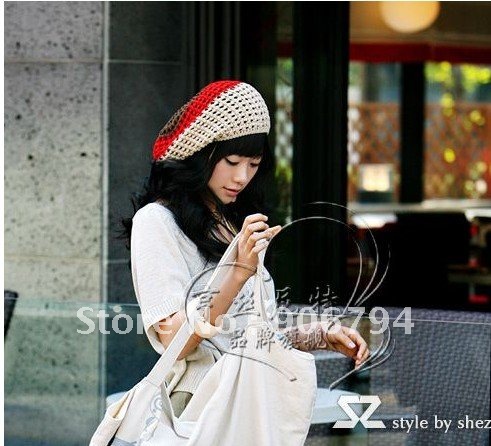 Bnmaoyi heng silk nita original pure manual personality knitting wool cap/hat/three color hollow out mesh caps