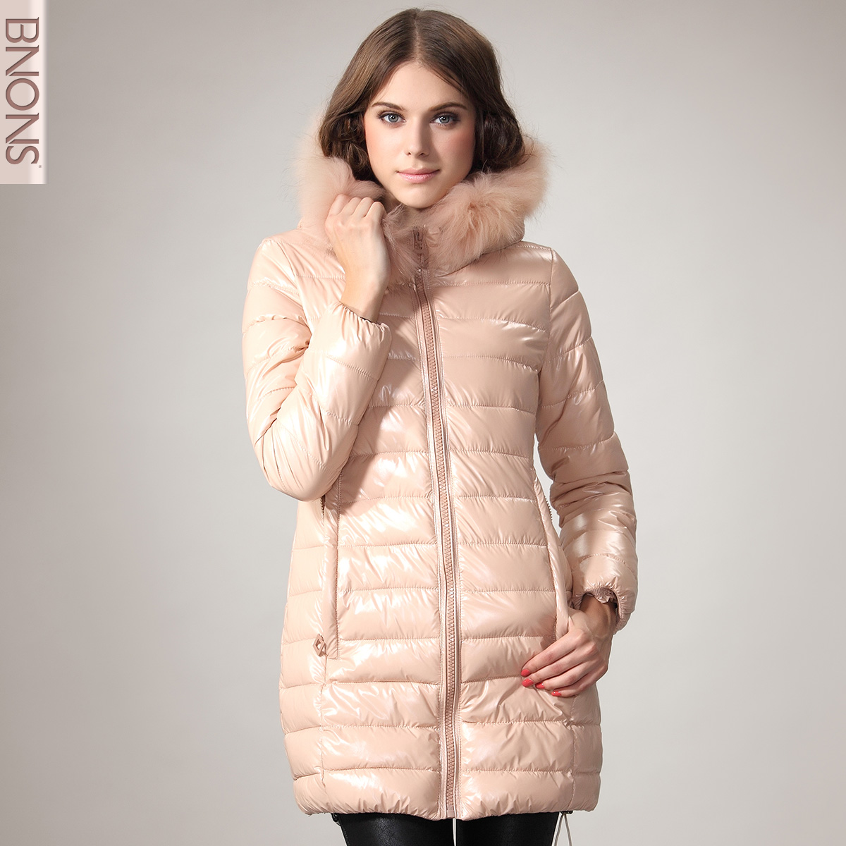 Bnons2012 winter new arrival with a hood fur collar medium-long thickening slim women's wadded jacket outerwear cotton-padded