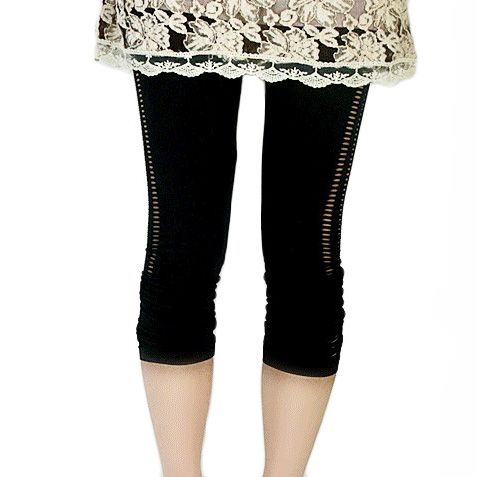 Body shaping network-well seamless beauty care legging spring and summer black cutout Women