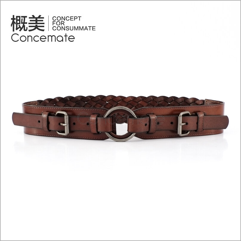 Bohemia cummerbund the first layer of leather knitted women's wide belt genuine leather strap c676