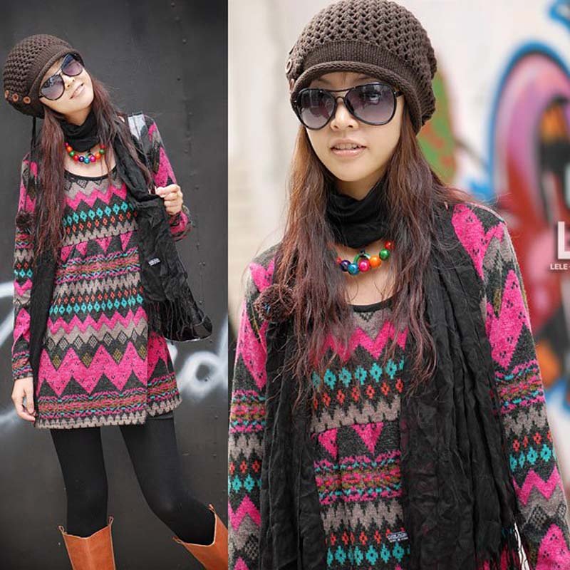 Bohemia style Dress Pullover Tunic Sweater  0315